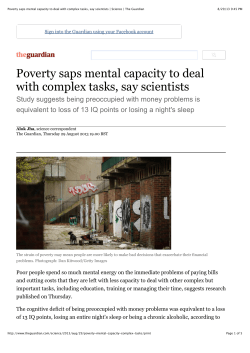 Poverty saps mental capacity to deal with complex tasks, say