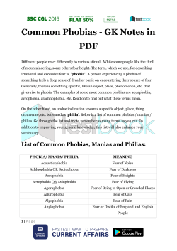 Common Phobias - GK Notes in PDF