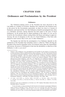 Ordinances and Proclamations by the President