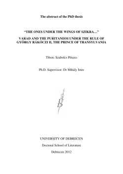 The abstract of the PhD thesis - DEA