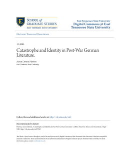 Catastrophe and Identity in Post-War German Literature.