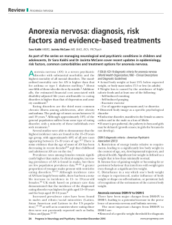 Anorexia nervosa: diagnosis, risk factors and evidence