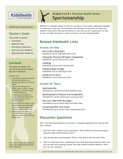 Teacher`s Guide: Sportsmanship (Grades 6 to 8)