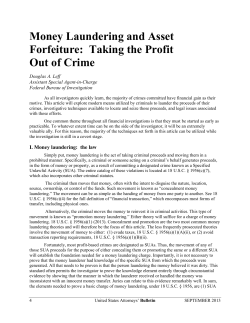 Money Laundering and Asset Forfeiture: Taking the Profit Out of Crime