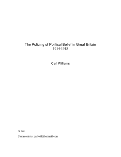 The Policing of Political Belief in Great Britain 1914-1918