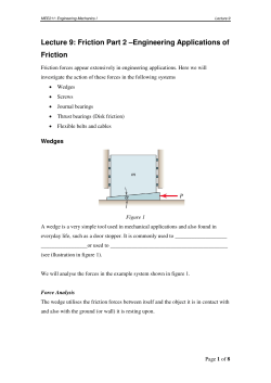 Lecture 9: Friction Part 2 &ndash;Engineering Applications of Friction