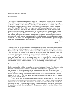 Fanaticism, prudence and faith Raymond Aron The