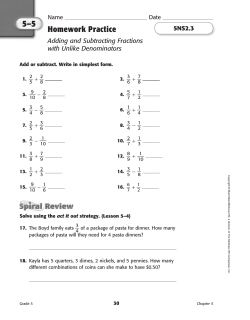 5&ndash;5 Homework Practice Adding and Subtracting Fractions with
