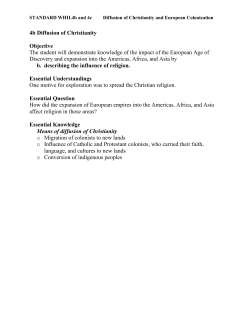 4b Diffusion of Christianity Objective The student will demonstrate