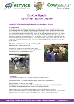 DryCowSignals Certified Trainer Course