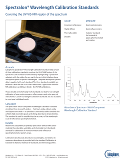 Spectralon Wavelength Standards Datasheet