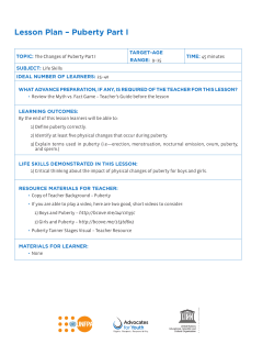 Lesson Plan – Puberty Part I