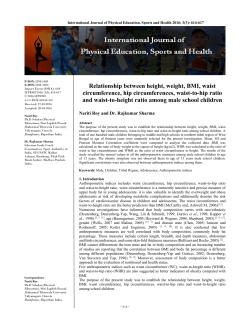 Relationship between height, weight, BMI, waist circumference, hip