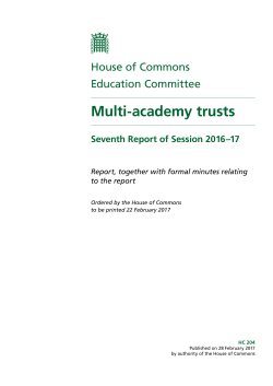 Multi-academy trusts - Publications.parliament.uk