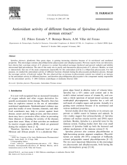 Antioxidant activity of different fractions of Spirulina platensis