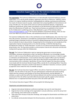 Role Description: Cochrane Project Support Officer