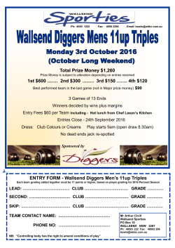 Total Prize Money $1,260 1st $600 ........ 2nd $300 ......... 3rd $150