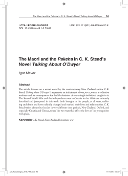 The Maori and the Pakeha in C. K. Stead`s Novel Talking About O