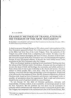 ERASMUS` METHOD OF TRANSLATION IN HIS VERSION OF THE
