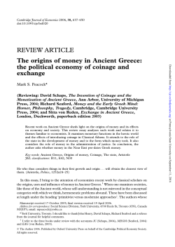 The origins of money in Ancient Greece: the political economy of