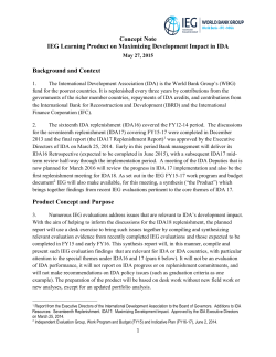 Upcoming Maximizing Development Impact in IDA (Concept Note)