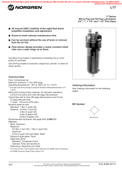 17 Series Micro-Fog and Oil-Fog Lubricators 3/4", 1", 1 1/4" and 1 1