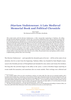 Diarium Vadstenense: A Late Medieval Memorial Book and Political