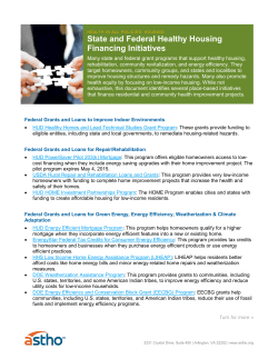 State and Federal Healthy Housing Financing Initiatives