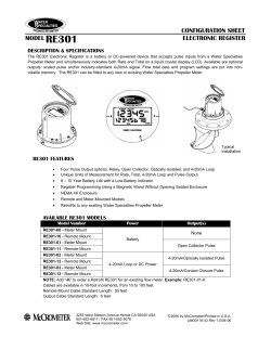 RE301 Electronic Register Configuration Sheet