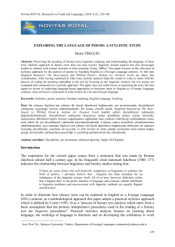 EXPLORING THE LANGUAGE OF POEMS: A - Novitas