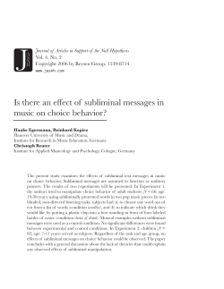 Is there an effect of subliminal messages in music on choice behavior?