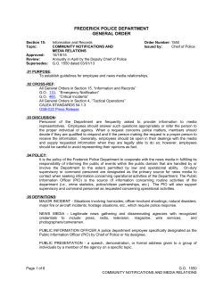 FREDERICK POLICE DEPARTMENT GENERAL ORDER