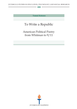 To Write a Republic. American Political Poetry from Whitman to 9/11