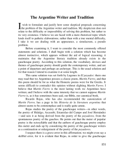 The Argentine Writer and Tradition