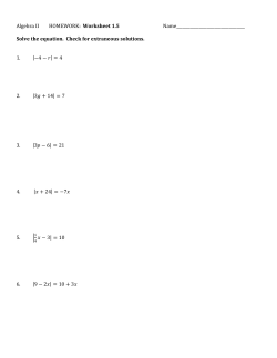 Algebra II HOMEWORK: Worksheet 1.5