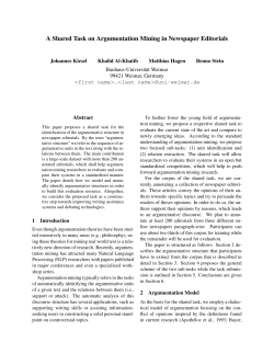 A Shared Task on Argumentation Mining in Newspaper Editorials