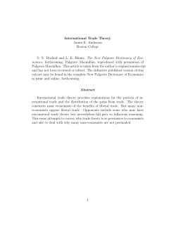 International Trade Theory James E. Anderson Boston College S. N.