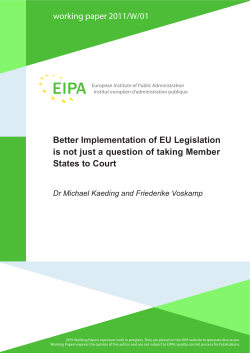 Better Implementation of EU Legislation is not just a question