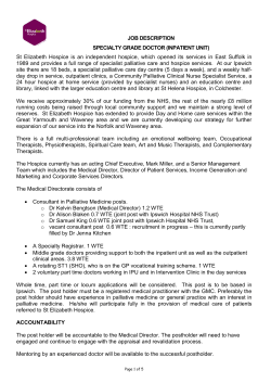 JOB DESCRIPTION SPECIALTY GRADE DOCTOR (INPATIENT UNIT)