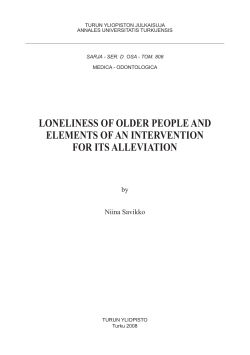 loneliness of older people and elements of an intervention