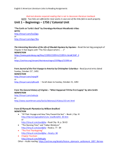 Unit 1 &ndash; Beginnings &ndash; 1750 / Colonial Unit