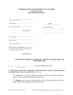 Contested Answer to Complaint for Legal Separation