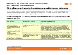 At-a-glance unit content, assessment criteria and guidance
