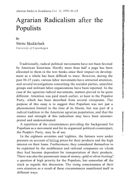 Agrarian Radicalism after the Populists