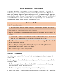 Profile Assignment – The Postmortal