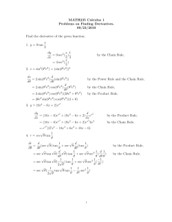 MATH235 Calculus 1 Problems on Finding Derivatives. 09/23/2010