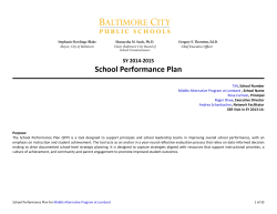 School Performance Plan - Baltimore City Public Schools