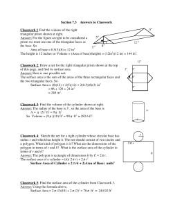 Section 7.3 Answers to Classwork Classwork 1 Find the volume of