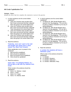 6th Grade Capitalization Test