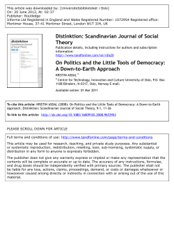 On Politics and the Little Tools of Democracy: A Down-to-Earth